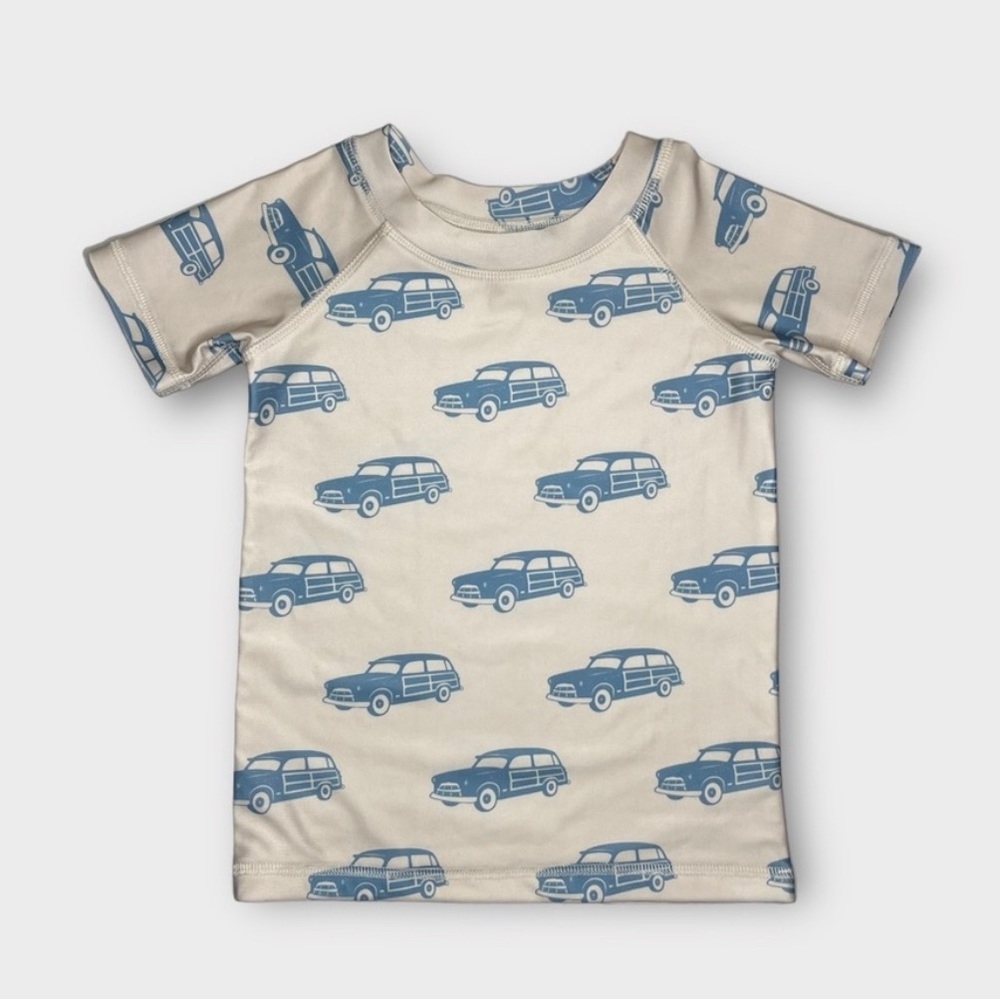 $15 ADD ON Kate‎ Quinn Car Pattern Beige Rash Guard swim swimsuit boys